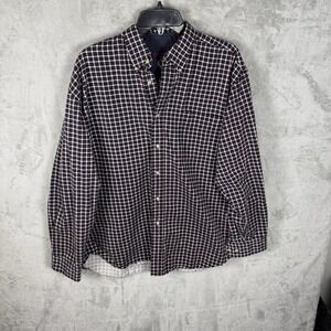 Ivy Crew Classics Men's Size Large Cotton White Red Navy Plaid Button Up Shirt
